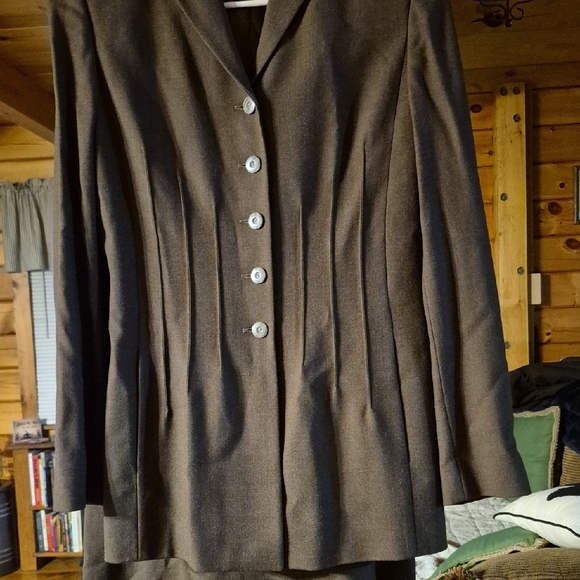 Worth Women's Dark Brown Blazer And Long Skirt Set - Picture 3 of 15